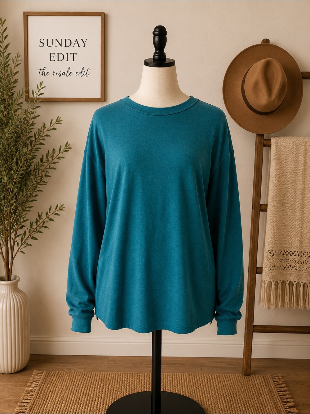Vintage REI Made in USA Teal Long Sleeve Crewneck Shirt Men’s L